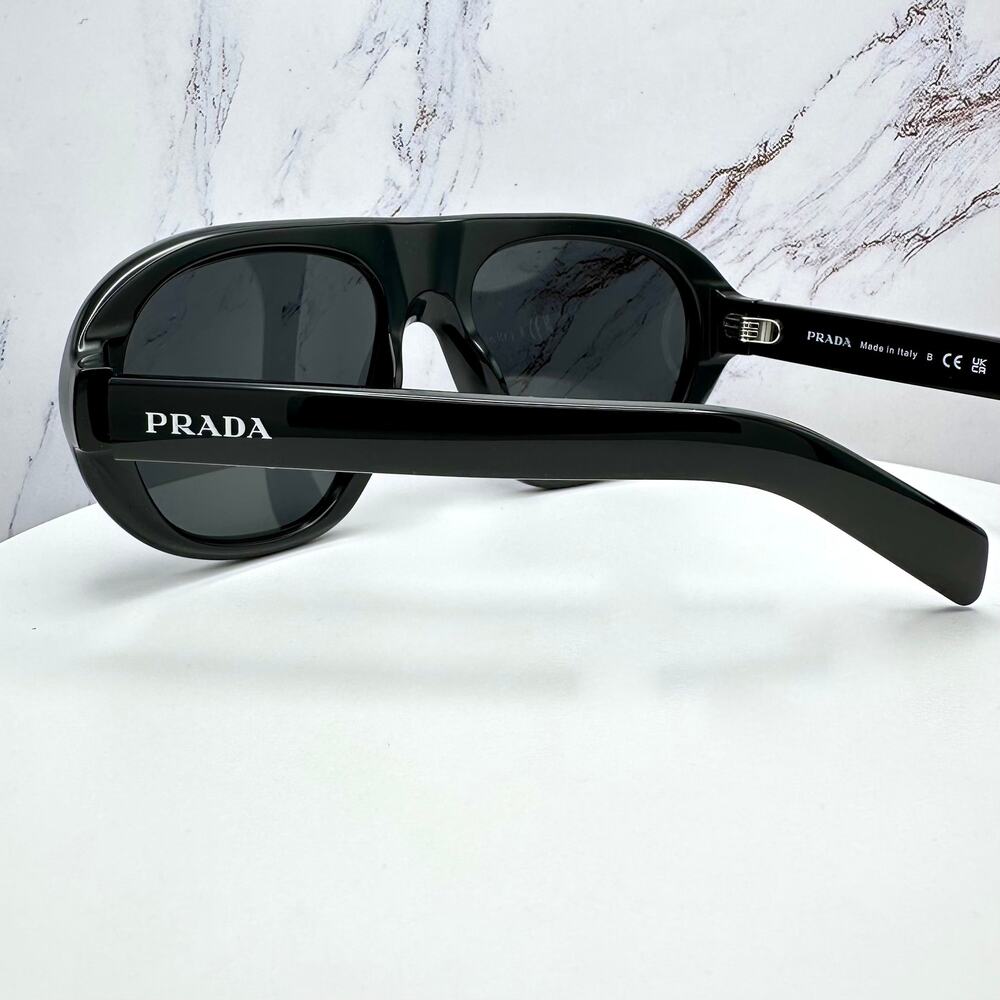 New PRADA Sunglasses PR C05S 16K08Z Black 2025 Collection Aviator Shield Mask - Picture 14 of 16